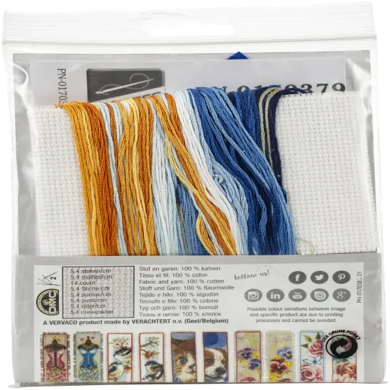 Vervaco Counted Cross Stitch Bookmark Kit 2.4"X8" 2/Pkg-Blue Feathers {3}