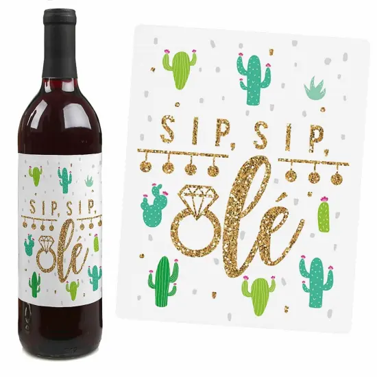 Big Dot of Happiness Final Fiesta - Last Fiesta Bachelorette Party Decorations for Women and Men - Wine Bottle Label Stickers - Set of 4 {4}