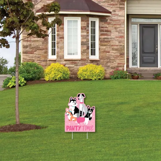 Big Dot of Happiness Pawty Like a Puppy Girl - Outdoor Lawn Sign - Pink Dog Baby Shower or Birthday Party Yard Sign - 1 Piece {4}