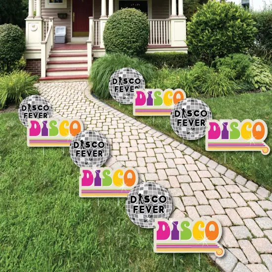 Big Dot of Happiness 70's Disco - Disco Ball Lawn Decorations - Outdoor 1970's Disco Fever Party Yard Decorations - 10 Piece {1}