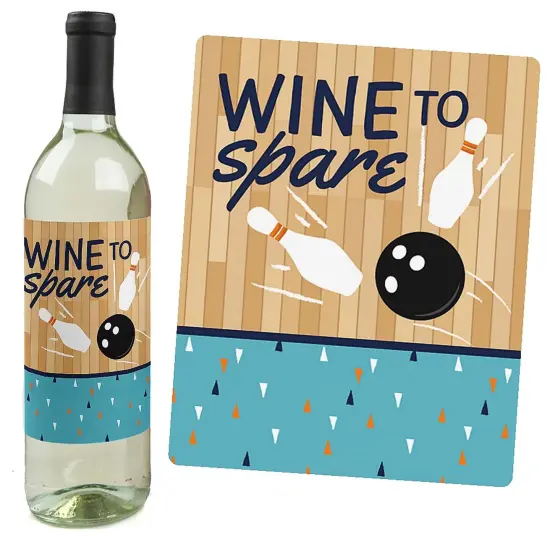 Big Dot of Happiness Strike Up the Fun - Bowling Decorations for Women and Men - Bowling Ball Party Wine Bottle Label Stickers - Set of 4 {4}