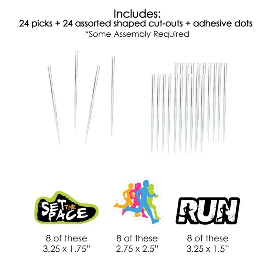 Big Dot of Happiness Set the Pace - Running - Dessert Cupcake Toppers - Track, Cross Country or Marathon Birthday Party Clear Treat Picks - Set of 24 {7}