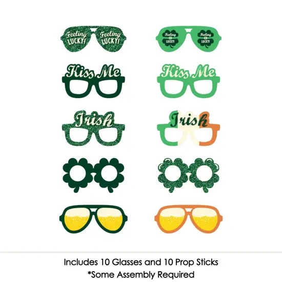 Big Dot of Happiness St. Patrick's Day Glasses - Paper Card Stock Saint Paddy's Day Party Photo Booth Props Kit - 10 Count {4}