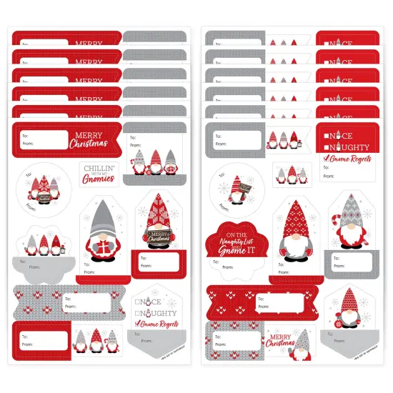 Big Dot of Happiness Christmas Gnomes - Assorted Holiday Party Gift Tag Labels - To and From Stickers - 12 Sheets - 120 Stickers {1}