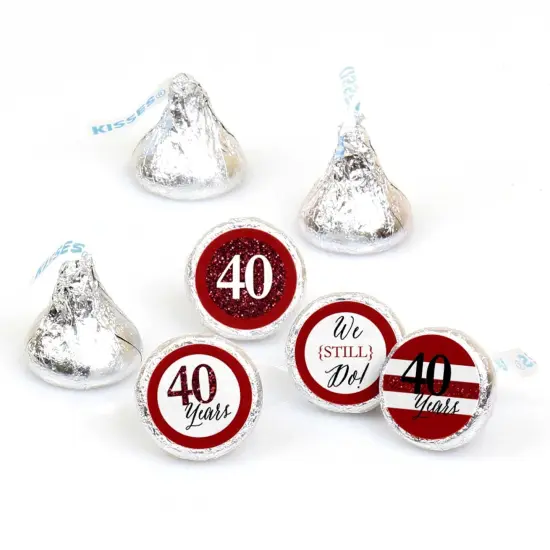 Big Dot of Happiness We Still Do - 40th Wedding Anniversary - Party Round Candy Sticker Favors - Labels Fits Chocolate Candy (1 sheet of 108) {1}