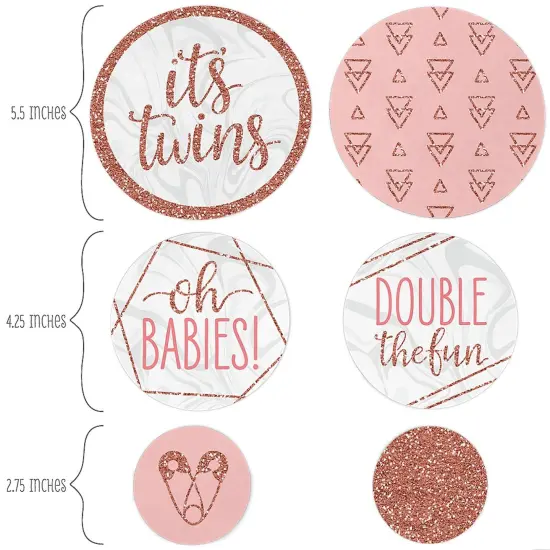 Big Dot of Happiness It's Twin Girls - Pink and Rose Gold Twins Baby Shower Giant Circle Confetti - Party Decorations - Large Confetti 27 Count {3}