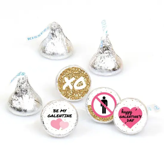 Big Dot of Happiness Be My Galentine - Galentine's and Valentine's Day Party Round Candy Sticker Favors - Labels Fits Chocolate Candy (1 sheet of 108) {1}