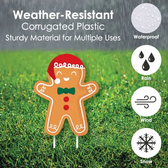 Big Dot of Happiness Gingerbread Christmas - Yard Sign and Outdoor Lawn Decorations - Gingerbread Man Holiday Party Yard Signs - Set of 8 {4}