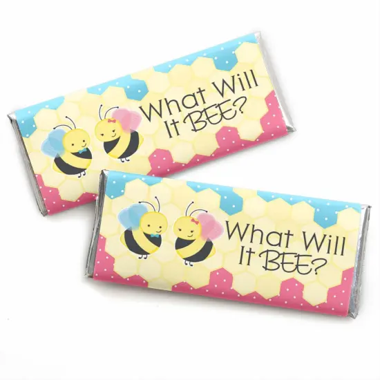 Big Dot of Happiness What Will It Bee - Candy Bar Wrapper Gender Reveal Favors - Set of 24 {1}