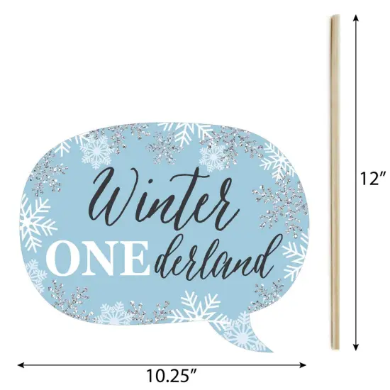 Big Dot of Happiness Funny Onederland - Holiday Snowflake Winter Wonderland Birthday Party Photo Booth Props Kit - 10 Piece {6}