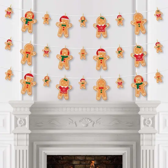 Big Dot of Happiness Gingerbread Christmas - Gingerbread Man Holiday Party DIY Decorations - Clothespin Garland Banner - 44 Pc {4}