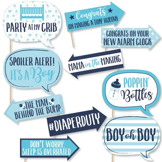 Big Dot of Happiness Funny It's a Boy - Blue Baby Shower Photo Booth Props Kit - 10 Piece {1}