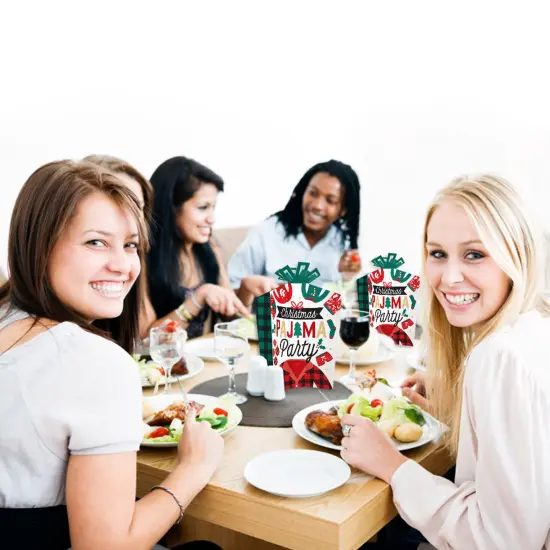 Big Dot of Happiness Christmas Pajamas - Table Decorations - Holiday Plaid PJ Party Fold and Flare Centerpieces - 10 Count {7}