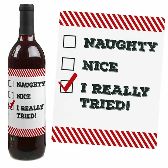 Big Dot of Happiness Funny Jolly Santa Claus - Christmas Party Decorations for Women and Men - Wine Bottle Label Stickers - Set of 4 {7}