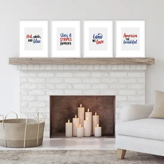 Big Dot of Happiness Stars & Stripes - Unframed Patriotic Linen Paper Wall Art - Set of 4 - Artisms - 8 x 10 inches {3}
