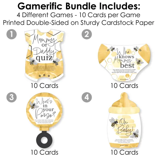 Big Dot of Happiness Little Bumblebee - 4 Baby Shower Games - 10 Cards Each - Gamerific Bundle {4}