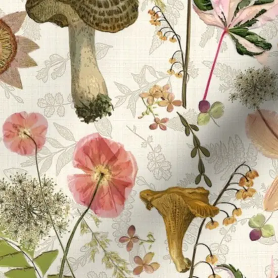 Various Fabrics by the Yard or Fat Quarter Vintage Style Floral Victorian Flowers Nature Poppies Romantic Botanical Woods mushrooms Toadstool Custom Printed Fabric by Spoonflower {7}