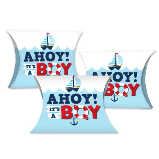Big Dot of Happiness Ahoy It's a Boy - Favor Gift Boxes - Nautical Baby Shower Petite Pillow Boxes - Set of 20 {1}