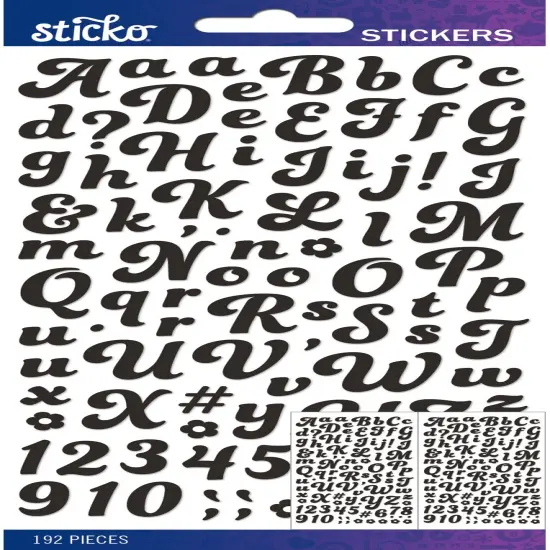 Sticko Alphabet Stickers - Funkydori Small, Black, 192pcs {1}