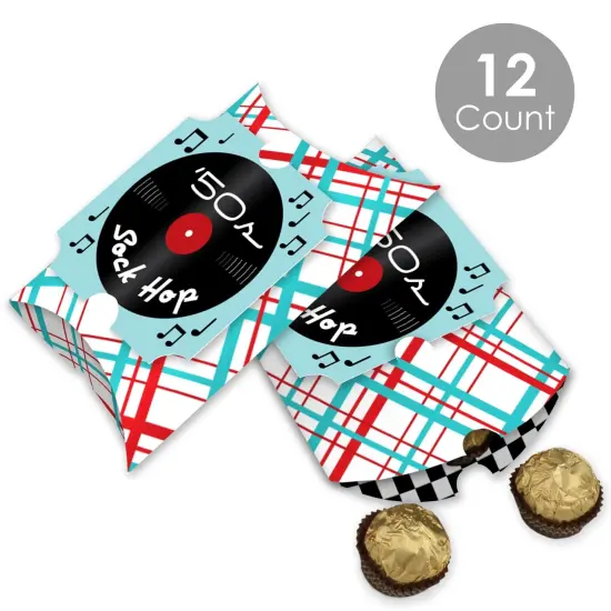 Big Dot of Happiness 50&rsquo;s Sock Hop - Favor Gift Boxes - 1950s Rock N Roll Party Large Pillow Boxes - Set of 12 {3}