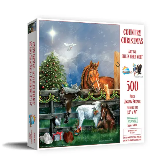 Sunsout Country Christmas 500 pc Christmas Jigsaw Puzzle 60414 {3}