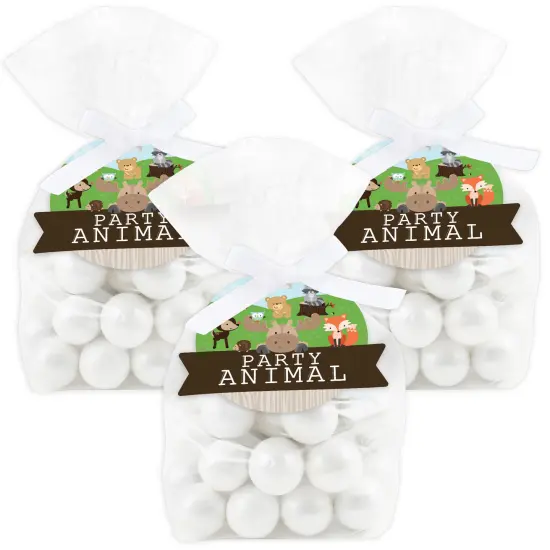 Big Dot of Happiness Woodland Creatures - Baby Shower or Birthday Party Clear Goodie Favor Bags - Treat Bags With Tags - Set of 12 {1}