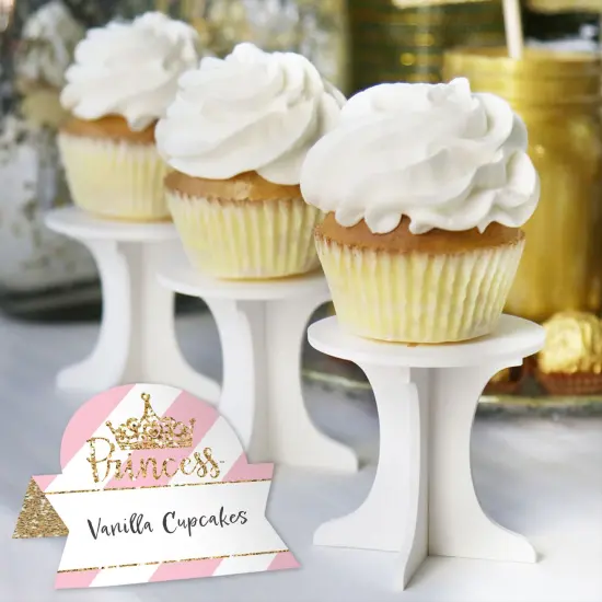 Big Dot of Happiness Little Princess Crown - Pink & Gold Princess Baby Shower or Birthday Party Tent Table Setting Name Place Cards - 24 Ct {6}