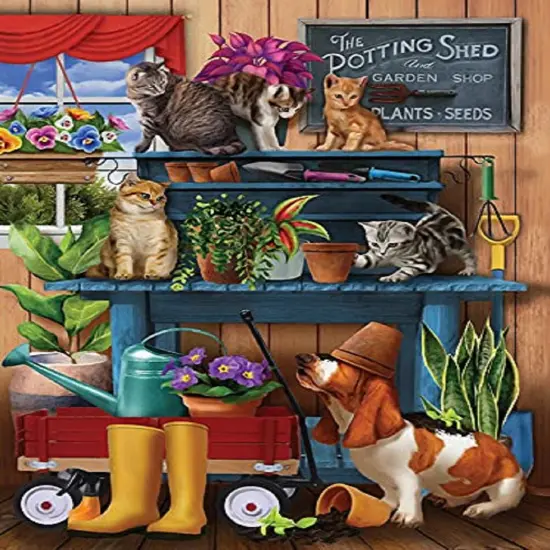 Sunsout Trouble in the Potting Shed 1000 pc Jigsaw Puzzle 28939 {1}