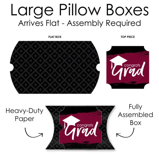 Big Dot of Happiness Maroon Grad - Best is Yet to Come - Favor Gift Boxes - Burgundy Graduation Party Large Pillow Boxes - Set of 12 {7}