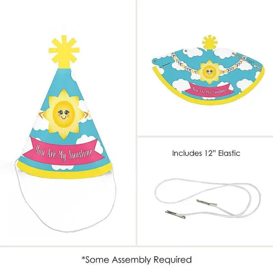 Big Dot of Happiness You Are My Sunshine - Mini Cone Baby Shower or Birthday Party Hats - Small Little Party Hats - Set of 8 {6}