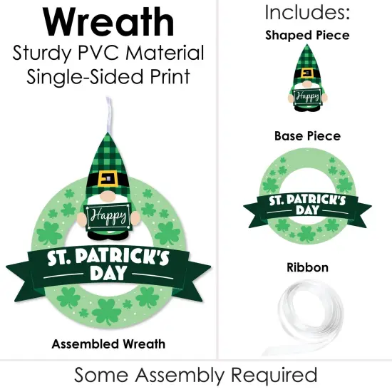 Big Dot of Happiness Irish Gnomes - Outdoor St. Patrick's Day Party Decor - Front Door Wreath {4}