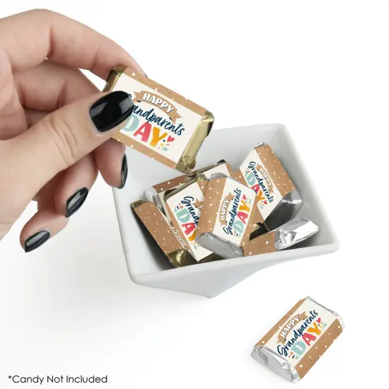 Big Dot of Happiness Happy Grandparents Day - Mini Candy Bar Wrapper Stickers - Grandma & Grandpa Party Small Favors - 40 Count {3}