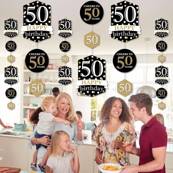Big Dot of Happiness Adult 50th Birthday - Gold - Birthday Party DIY Dangler Backdrop - Hanging Vertical Decorations - 30 Pieces {4}