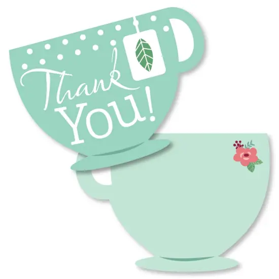 Big Dot of Happiness Floral Let's Par-Tea - Shaped Thank You Cards - Garden Tea Party Thank You Note Cards with Envelopes - Set of 12 {1}