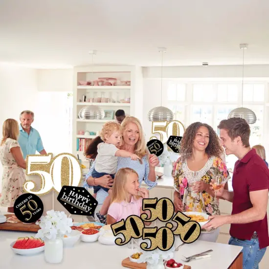 Big Dot of Happiness Adult 50th Birthday - Gold - Birthday Party Centerpiece Sticks - Showstopper Table Toppers - 35 Pieces {6}