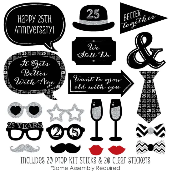 Big Dot of Happiness We Still Do - 25th Wedding Anniversary - Anniversary Party Photo Booth Props Kit - 20 Count {3}