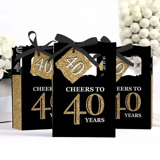 Big Dot of Happiness Adult 40th Birthday - Gold - Birthday Party Favor Boxes - Set of 12 {4}