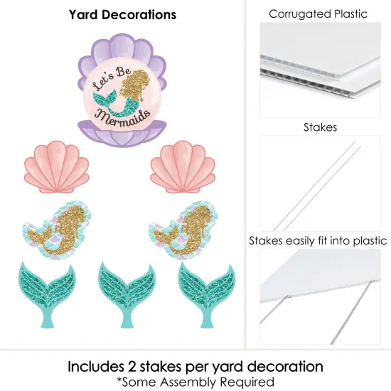 Big Dot of Happiness Let's Be Mermaids - Yard Sign & Outdoor Lawn Decorations - Baby Shower or Birthday Party Yard Signs - Set of 8 {6}