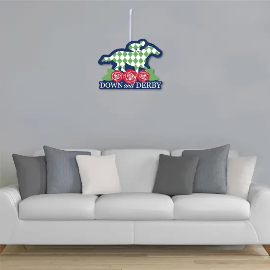 Big Dot of Happiness Kentucky Horse Derby - Hanging Porch Horse Race Party Outdoor Decorations - Front Door Decor - 1 Piece Sign {4}