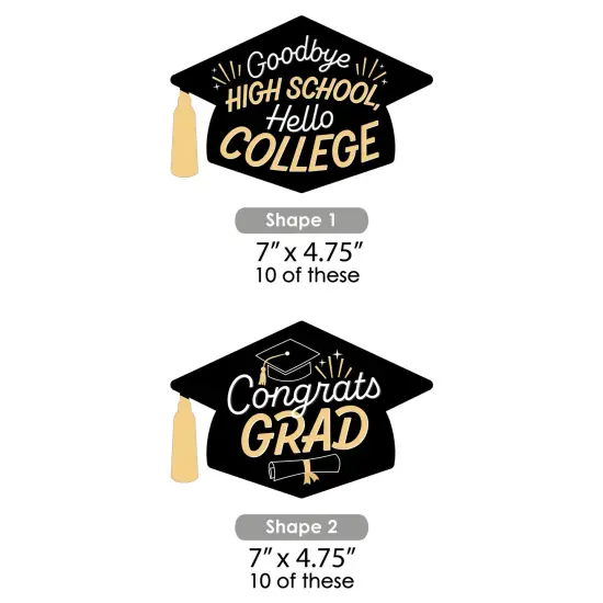 Big Dot of Happiness Hello College Graduation - Grad Cap Decorations DIY Party Essentials - Set of 20 {7}