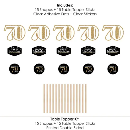 Big Dot of Happiness Adult 70th Birthday - Gold - Birthday Party Centerpiece Sticks - Table Toppers - Set of 15 {7}