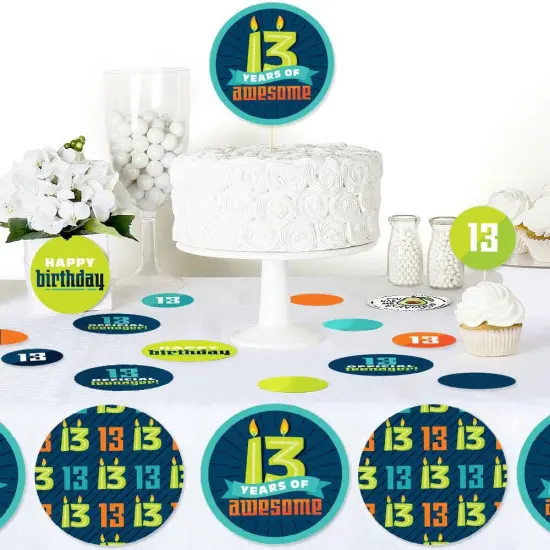 Big Dot of Happiness Boy 13th Birthday - Official Teenager Birthday Party Giant Circle Confetti - Party Decorations - Large Confetti 27 Count {6}