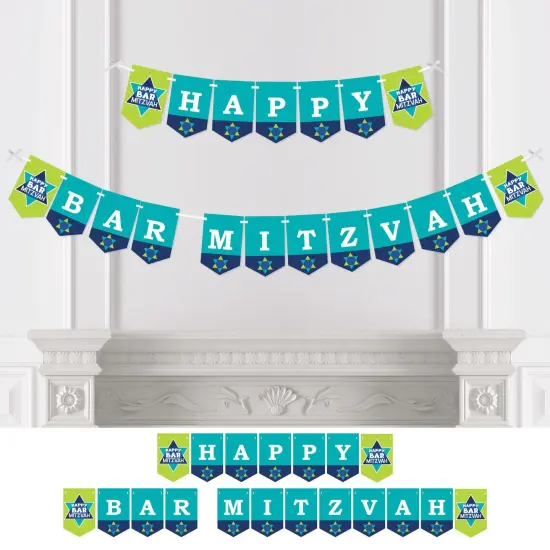 Big Dot of Happiness Blue Bar Mitzvah - Boy Party Bunting Banner - Party Decorations - Happy Bar Mitzvah {1}