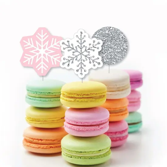 Big Dot of Happiness Pink Winter Wonderland - Shaped Holiday Snowflake Birthday Party or Baby Shower Cut-Outs - 24 Count {4}