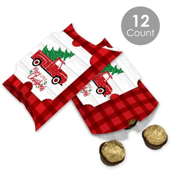 Big Dot of Happiness Merry Little Christmas Tree - Favor Gift Boxes - Red Truck Christmas Party Large Pillow Boxes - Set of 12 {3}