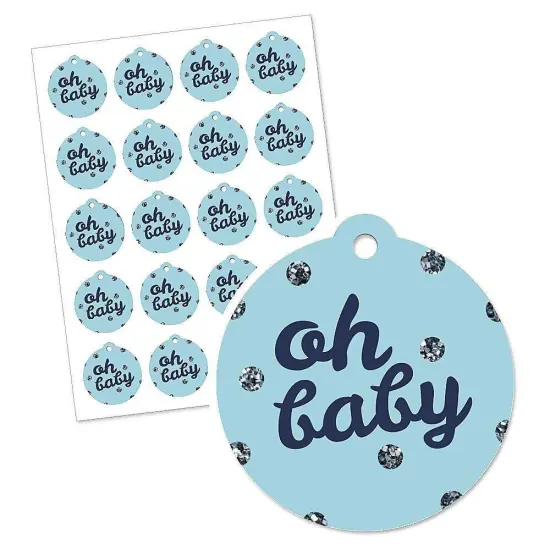 Big Dot of Happiness Hello Little One - Blue and Silver - Boy Baby Shower Favor Gift Tags (Set of 20) {3}