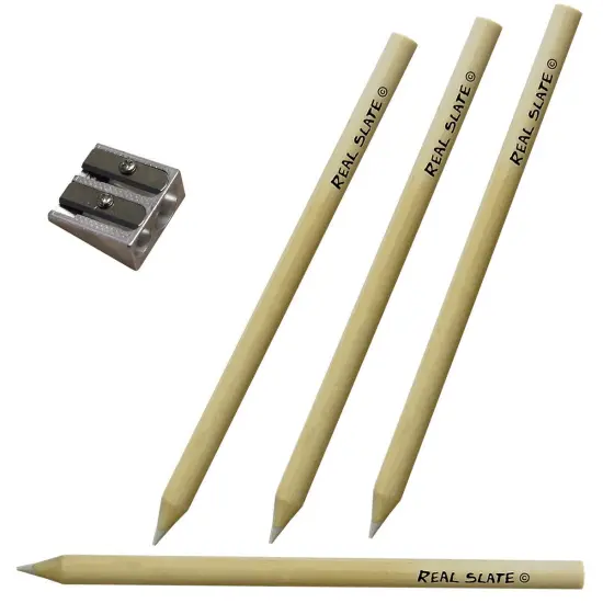 Pepperell Real Slate Chalk Pencils 10mm 4/Pkg -With Sharpener {3}