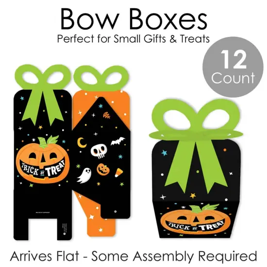 Big Dot of Happiness Jack-O'-Lantern Halloween - Square Favor Gift Boxes - Kids Halloween Party Bow Boxes - Set of 12 {7}