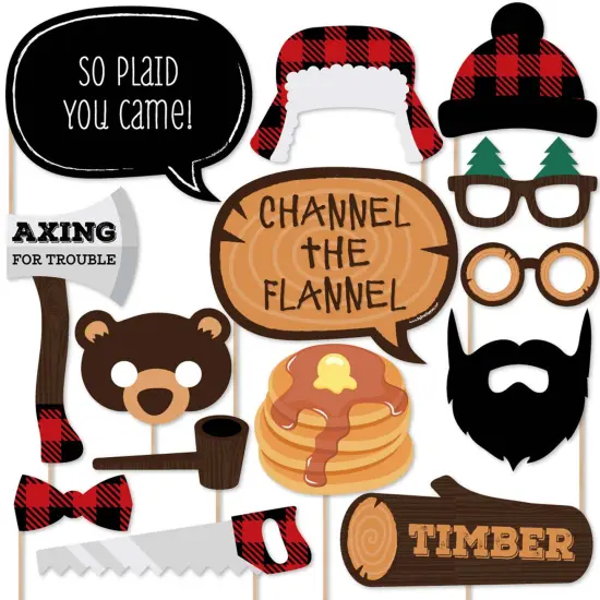 Big Dot of Happiness Lumberjack - Channel the Flannel - Buffalo Plaid Photo Booth Props Kit - 20 Count {1}