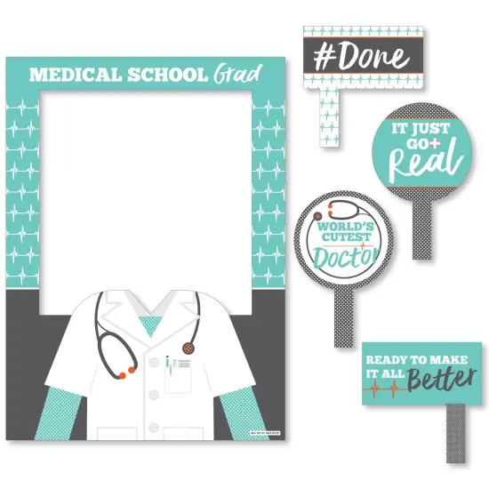 Big Dot of Happiness Medical School Grad - Doctor Graduation Party Selfie Photo Booth Picture Frame and Props - Printed on Sturdy Material {7}